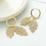 14K Gold Plated Zircon Leaf Earrings