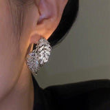 14K Gold Plated Zircon Leaf Earrings