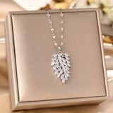 14K Gold Plated Zircon Leaf Necklaces