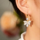 14K Gold Plated Zircon Maple Leaf Earrings