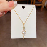 14K Gold Plated Zircon Snake Necklaces