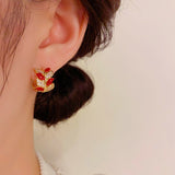 14K Gold Plated Zircon Wheat Earrings