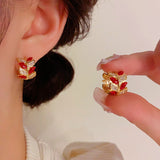 14K Gold Plated Zircon Wheat Earrings