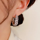 14K Gold Plated Zircon Wheat Hoop Earrings