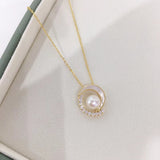 14K Real Gold Plated Crescent Shell Pearl Necklaces