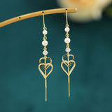 14K Gold Plated Double Heart Threader Earrings