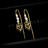 14K Gold Plated Double Heart Threader Earrings