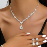 14K Real Gold Plated Irregular Diamond Necklace And Earrings Set