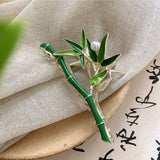 14K gold-plated Green Bamboo Leaf Hairpin