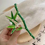 14K gold-plated Green Bamboo Leaf Hairpin