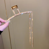 14K gold-plated diamond geometric tassel hairpin gripper