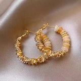 14k Gold-Plated Beaded Gold Hoop Earrings