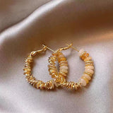 14k Gold-Plated Beaded Gold Hoop Earrings