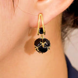 14k Gold-Plated Black Ball Earrings