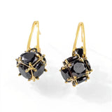 14k Gold-Plated Black Ball Earrings