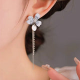 14k Gold-Plated Crystal Blue Flower Earrings