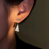 14k Gold-Plated Crystal Triangle Earrings