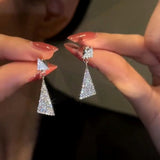 14k Gold-Plated Crystal Triangle Earrings