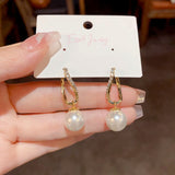 14k Gold-Plated Diamond-Studded Spiral Pearl Earrings