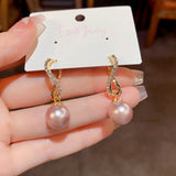 14k Gold-Plated Diamond-Studded Spiral Pearl Earrings