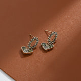 14k Gold-Plated Diamond Heart Earrings