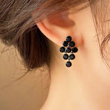 14k Gold-Plated Elegant Black Rhinestone Earrings