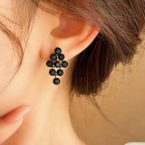 14k Gold-Plated Elegant Black Rhinestone Earrings