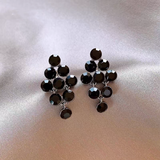 14k Gold-Plated Elegant Black Rhinestone Earrings