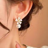 14k Gold-Plated Elegant Flower Pearl Earrings