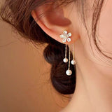 14k Gold-Plated Elegant Flower Pearl Earrings