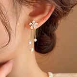 14k Gold-Plated Elegant Flower Pearl Earrings