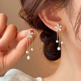 14k Gold-Plated Elegant Flower Pearl Earrings