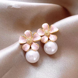 14k Gold-Plated Elegant Flower Pearl Earrings