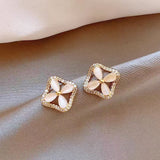 14k Gold-Plated Elegant Four-Leaf Clover Stud Earrings