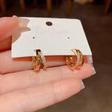 14k Gold-Plated Elegant Zircon Double-Layer Hoop Earrings