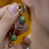 14k Gold-Plated Exquisite Diamond Ball Earrings