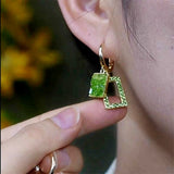 14k Gold-Plated Exquisite Diamond Square Earrings