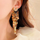 14k Gold-Plated Long Scale Tassel Earrings