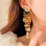 14k Gold-Plated Long Scale Tassel Earrings