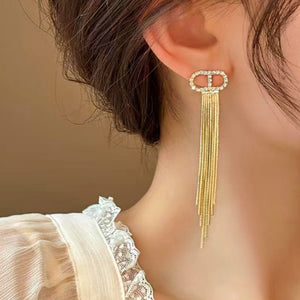 14k Gold-Plated Long Tassel Earrings