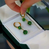 14K Gold-Plated Double Diamond Ball Earrings