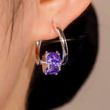 14k Gold-Plated Purple Cube Earrings