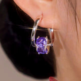 14k Gold-Plated Purple Cube Earrings