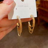 14k Gold-Plated Stylish C-Shaped Chain Earrings