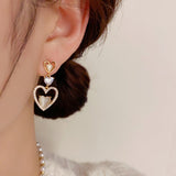 14k Gold-Plated Zircon Heart-Design Earrings