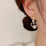 14k Gold-Plated Zircon Heart-Design Earrings