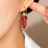 14k Gold-Plated Zircon Red Wheat Earrings