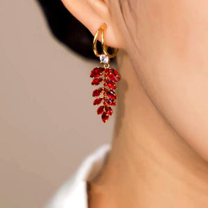 14k Gold-Plated Zircon Red Wheat Earrings