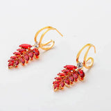 14k Gold-Plated Zircon Red Wheat Earrings