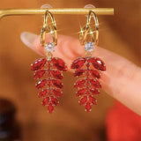 14k Gold-Plated Zircon Red Wheat Earrings